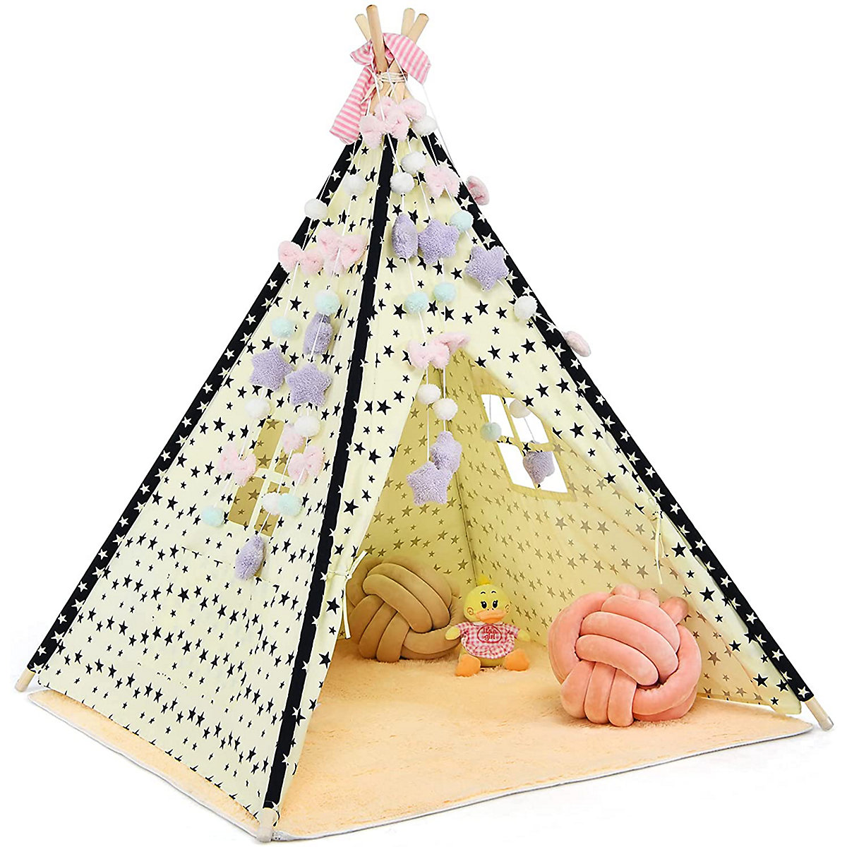 COSTWAY® Spielzelt Kinder Tipi Zelt mit Matte 120x120x150cm