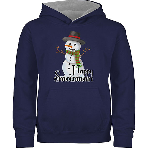 Weihnachten Kinder Geschenk Christmas - Kinder Hoodie Pullover für Jungen und Mädchen - Happy Snowman - Kapuzenpullover für Kinder