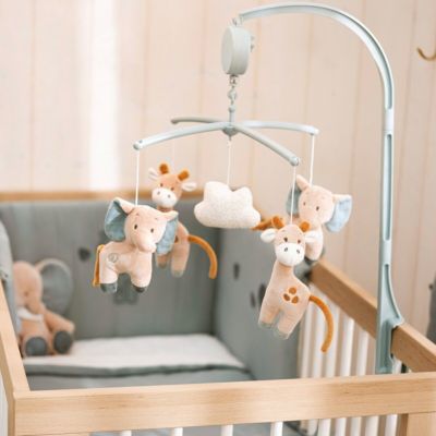 Mobile Dino aus Holz Babyzimmer Kinderbett Dekoration Kinder bunt Glöckchen NEU 