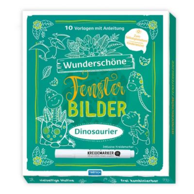 Image of Buch - Trötsch Wunderschöne Fensterbilder mit Kreidemarker Mappe mit Vorlagen und Kreidemarker Dinosaurier