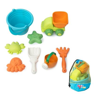 Sandkasten Spielzeug mit LKW Förmchen Schaufel und Harke Strand Sandspielzeug 