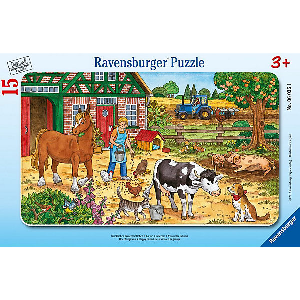 Rahmen-Puzzle, 15 Teile, 25x14,5 cm, Glückliches Bauernhofleben