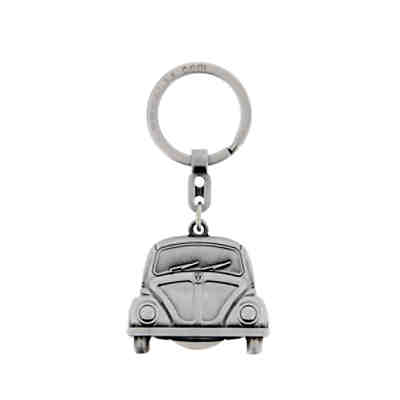 VW Käfer Schlüsselanhänger mit Einkaufswagenchip in Geschenkdose - Antiksilberoptik