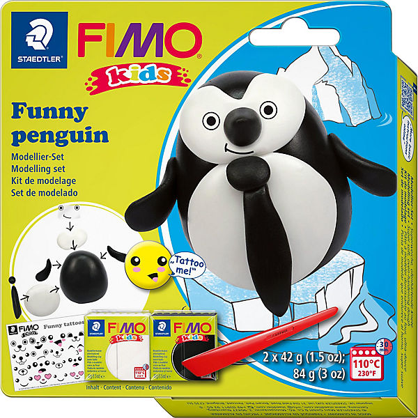 FIMO Kids Modelliermasse Set, lustige Pinguine