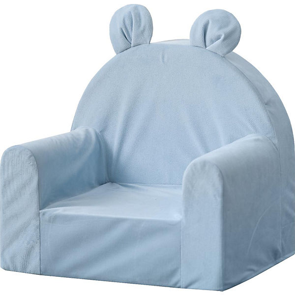 Nordville Baby Schaumstoff Sitz Weicher Stoff Baumwolle Minky | Abnehmbarer Bezug | Erstes Möbelstück Bequem Sicher Sanft | Erster Geburtstag Geschenk (Teddy Licht Blau)