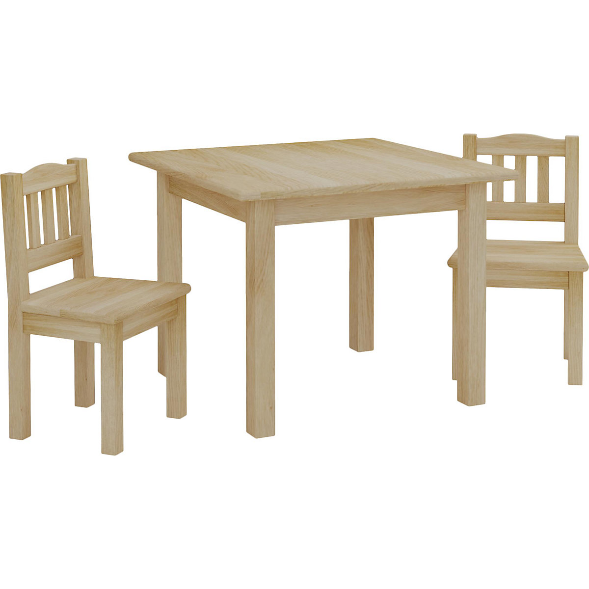 Nordville Set Kinder Tisch + 2 Stühle aus Kiefernholz Sehr Stabil Leicht Sicher Abgeschliffene Kanten Ideal fürs Kinderzimmer Jungen und Mädchen (Natürlich)