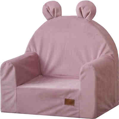 Nordville Baby Schaumstoff Sitz Weicher Stoff Baumwolle Minky | Abnehmbarer Bezug | Erstes Möbelstück Bequem Sicher Sanft | Erster Geburtstag Geschenk (Teddy Rosa)