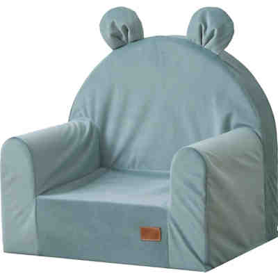 Nordville Baby Schaumstoff Sitz Weicher Stoff Baumwolle Minky | Abnehmbarer Bezug | Erstes Möbelstück Bequem Sicher Sanft | Erster Geburtstag Geschenk (Teddy Grun)