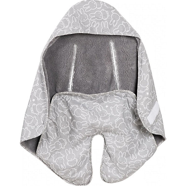 Baby-Einschlagdecke 'miffy®' mit Schlitzen für Gurte für alle Autositze & Kinderwagen, weiß, 82,5 x 73 cm