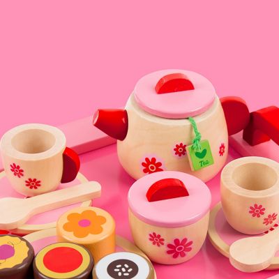 Blümchen Kinder Teeservice Geschirr Set Tee-Service Mädchen Geschenk MIT Kuchen 