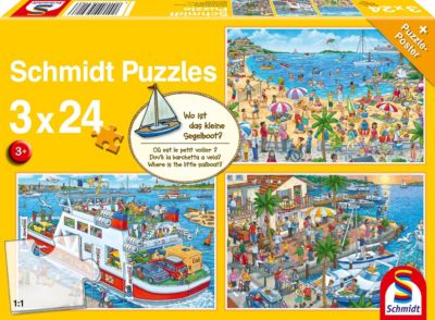 Image of Puzzle Wo ist das kleine Segelboot??, 3 x 24 Teile
