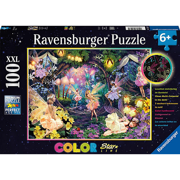 Kinderpuzzle - Leuchtende Waldfeen - 100 Teile Puzzle - Leuchtet im Dunkeln