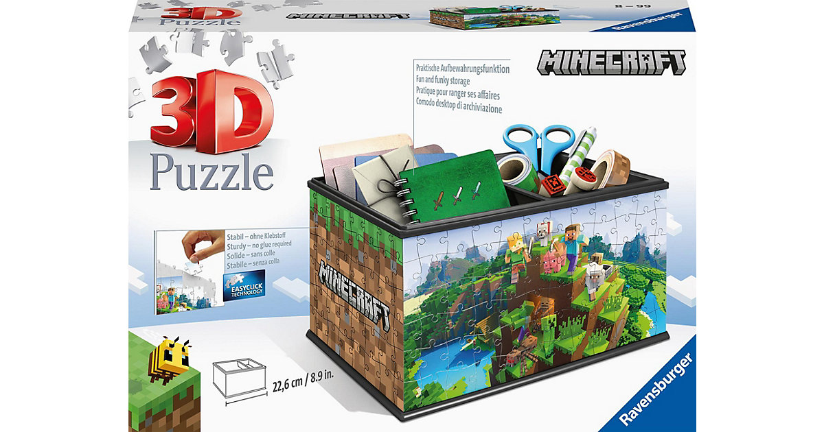 Puzzles: Ravensburger 3D Puzzle 11286 - Aufbewahrungsbox Minecraft - 216 Teile - Praktischer Organizer Minecraft Fans Kinder