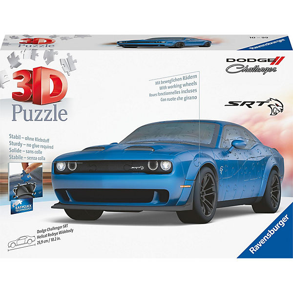 3D Puzzle 11283 - Dodge Challenger SRT Hellcat Redeye Widebody - Das stärkste Muscle Car der Welt als 3D Puzzle Auto, 108 nummerierte Kunststoff-Puzzleteile + 35 Zubehörteile
