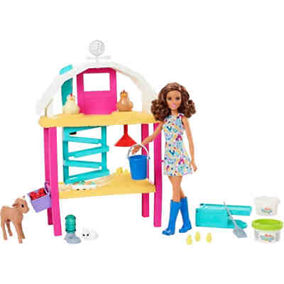 Barbie Hühnerhof Set mit Puppe (brünett) inkl. Tiere & Zubehör