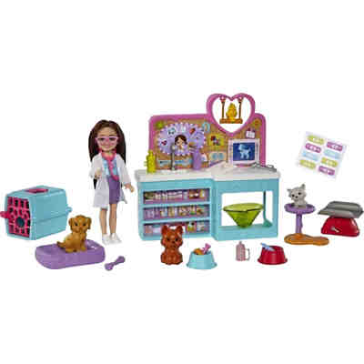 Barbie Chelsea Tierklinik Spielset mit Puppe (brünett), Tiere & Zubehör