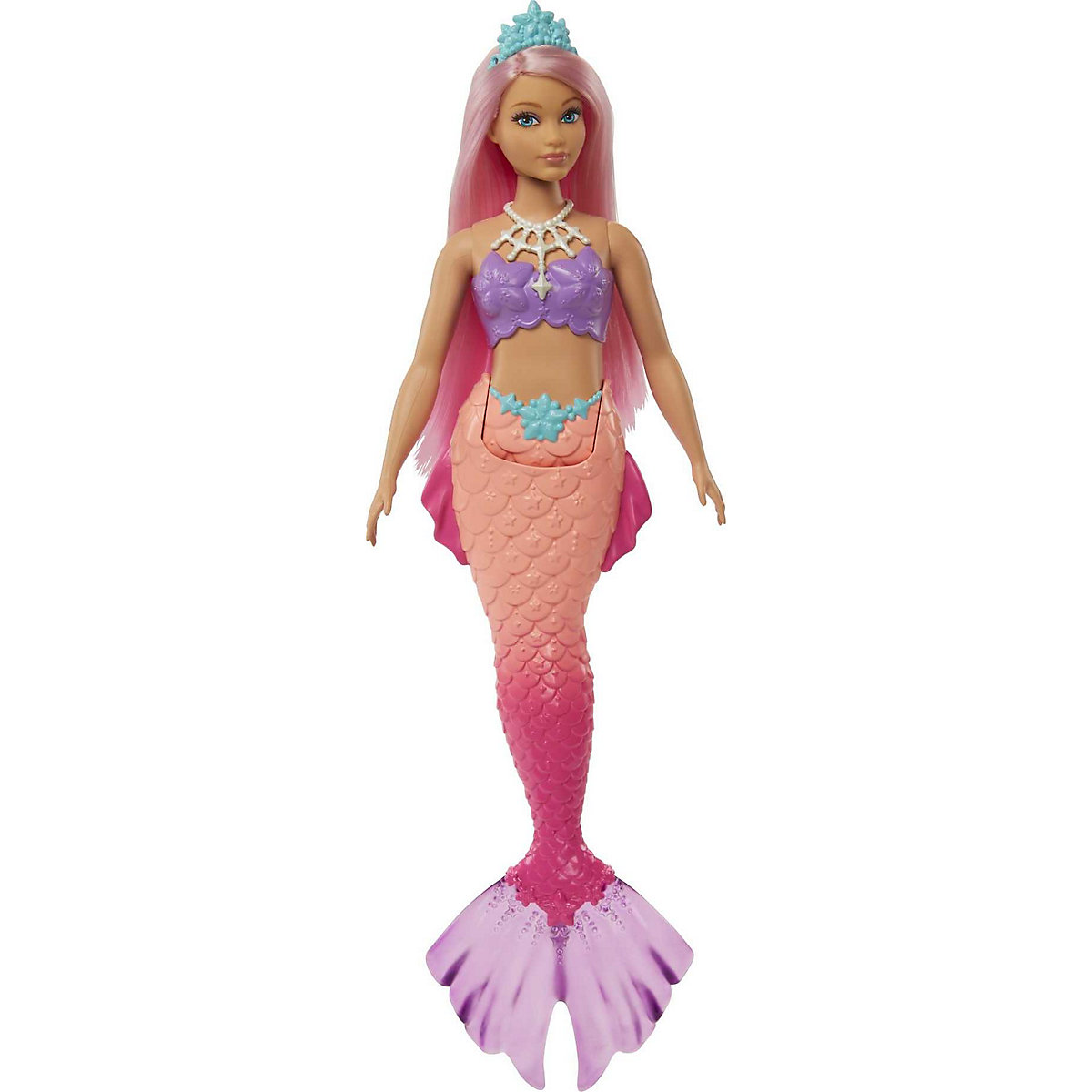 Barbie Dreamtopia Meerjungfrau-Puppe (kurvig rosafarbenes Haar) Spielzeug ab 3 Jahren