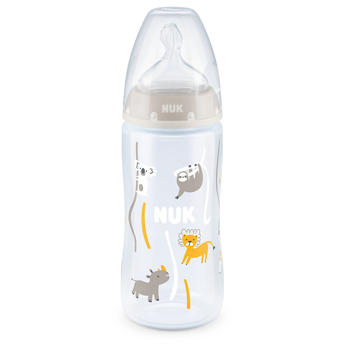 NUK First Choice+ Babyflasche mit Temperature Control kiefergerechter Trinksauger 300ml 6-18 Monate beige