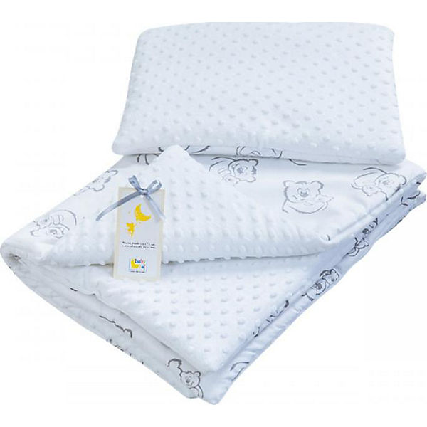 Bettdecke und Kissen, 2tlg. aus Baumwolle, 75x100 cm + 30x40 cm, Teddybären