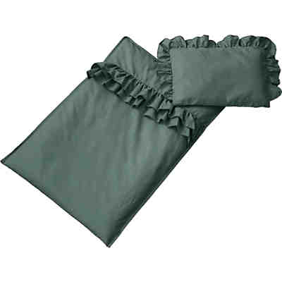 Nordville Set Bettwäsche aus Baumwolle für Kinderwagen Kissen + Decke, 100 x 135 + 40 x 60, dunkelgrün