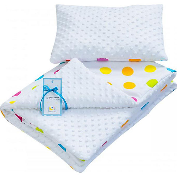 Bettdecke und Kissen, 2tlg. aus Baumwolle, 75x100 cm + 30x40 cm, Punkte