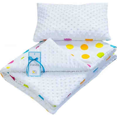 Bettdecke und Kissen, 2tlg. aus Baumwolle, 75x100 cm + 30x40 cm, Punkte