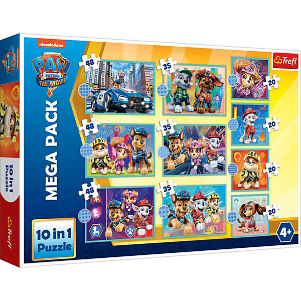 Megapack 10 in 1 Puzzles - PAW Patrol - Dogs on patrol, 4x20/3x35/3x48 Teile