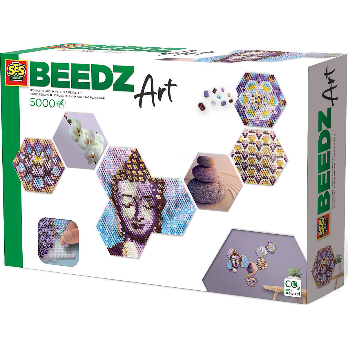 SES Creative Beedz Art Bügelperlenset Hex tiles Zen