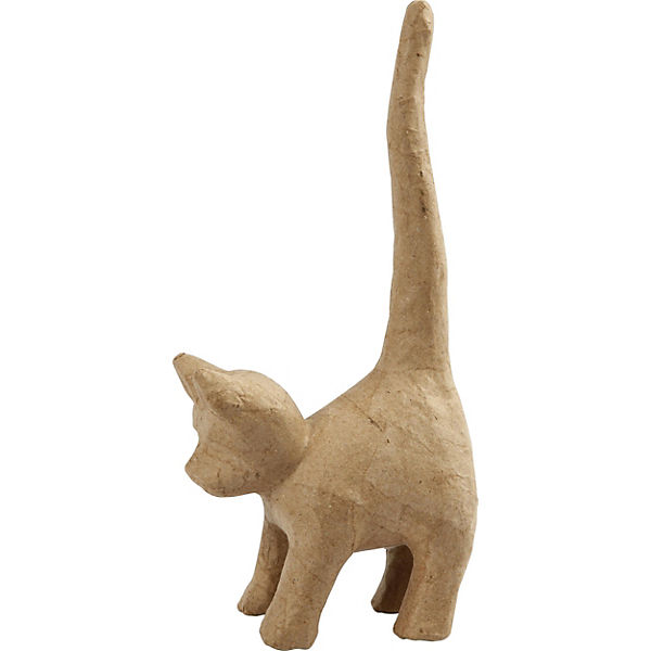 Deko Katze aus Pappmaché, natur 12x28x5,5 cm