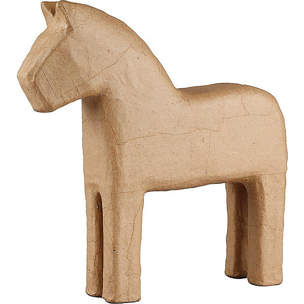Deko Pferd aus Pappmaché, natur 25 cm