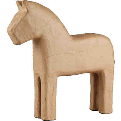 Deko Pferd aus Pappmaché, natur 25 cm