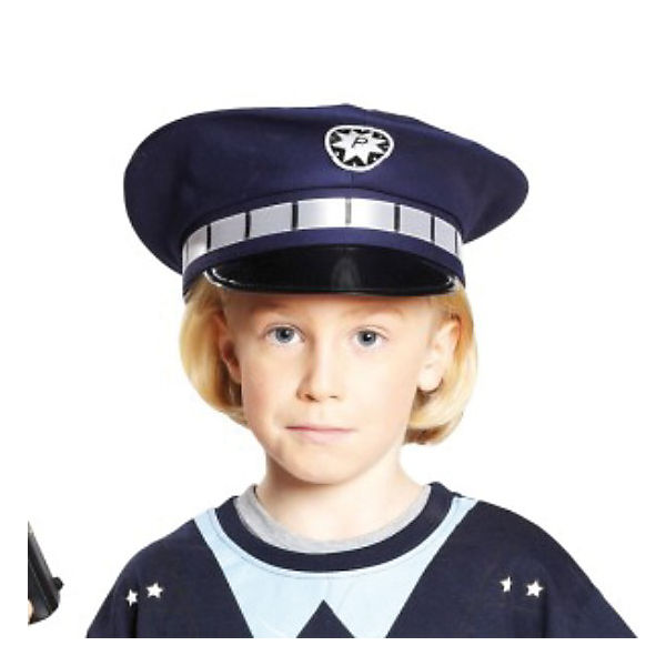blaues Kinder Polizei Cape weiß bestickt