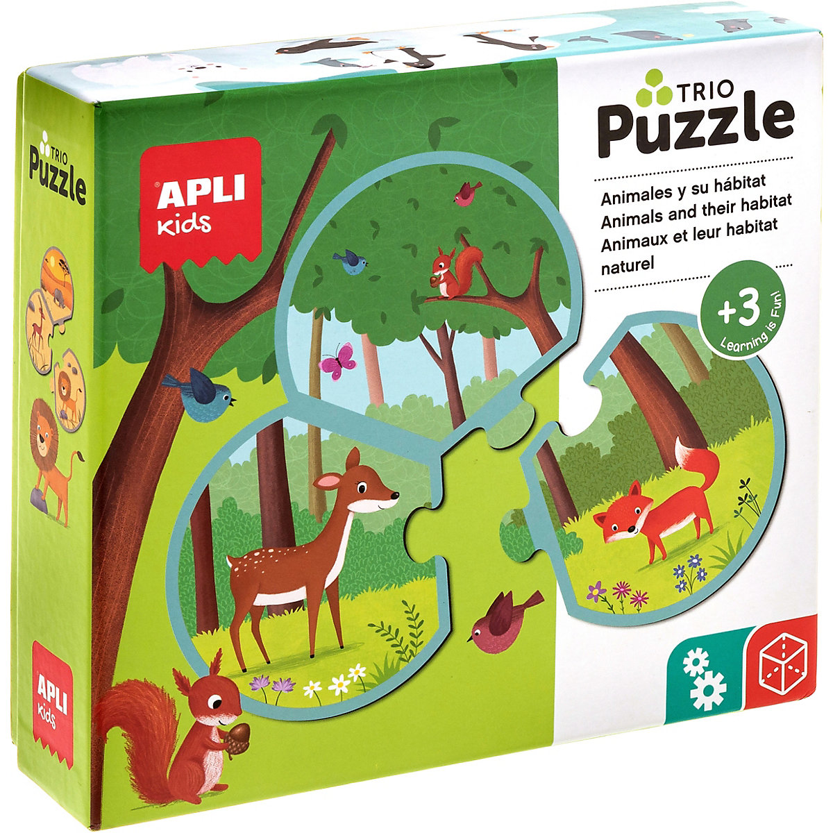 APLI Kids Trio Kinderpuzzle mit 24 Teilen und 8 Bilder-Trios
