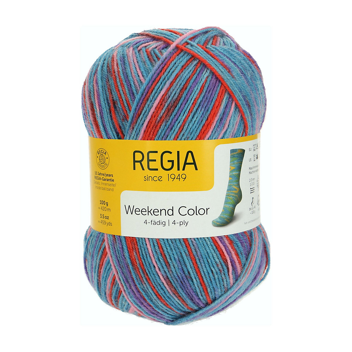 REGIA Handstrickgarne 4-fädig Color 100g Schwimmbad color