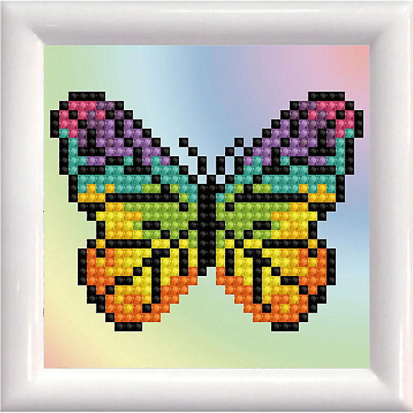 DIAMOND DOTZ® Original Diamond Painting Schmetterling "Rainbow Butterfly" 10 x 10 cm mit Bilderrahmen ab 8 Jahren (DD1.031F)