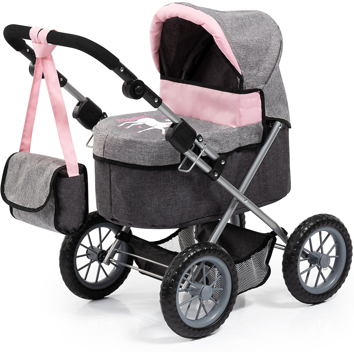 Puppenwagen Pram Trendy grey/soft-pink von Bayer