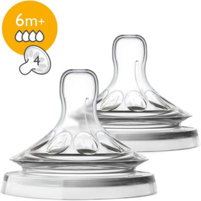 Силиконовая соска Philips Avent Natural быстрый поток, с 6 мес, 2 штуки