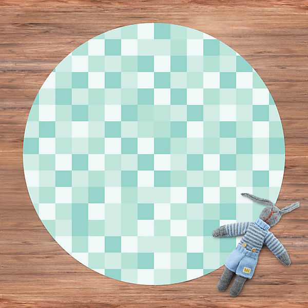 Runder Vinyl-Teppich Geometrisches Muster Mosaik Mintgrün