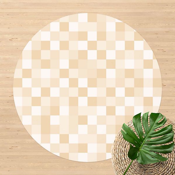 Runder Vinyl-Teppich Geometrisches Muster Mosaik Gelb