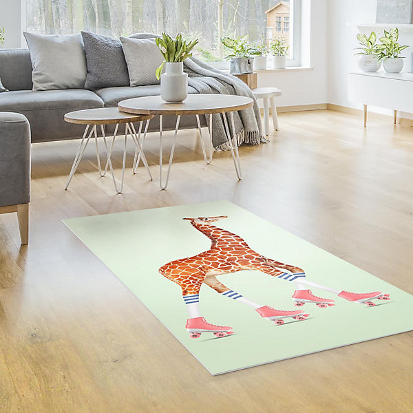 Vinyl-Teppich Giraffe mit Rollschuhen