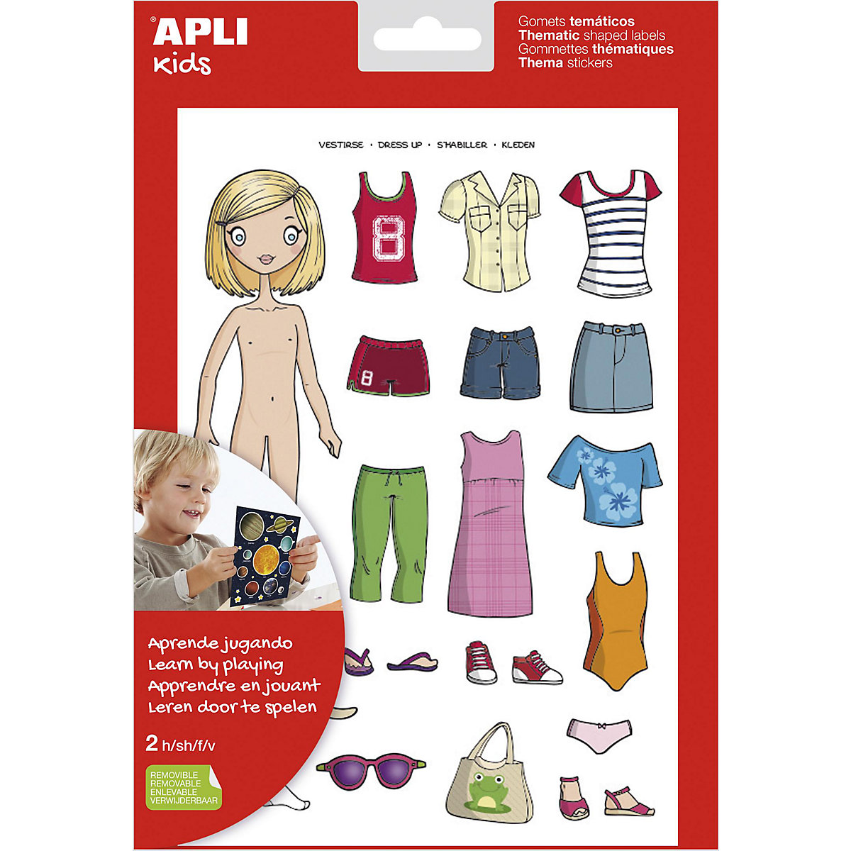 APLI Kids Sticker mit Mädchenkleidung wiederverwendbar 2 Blätter
