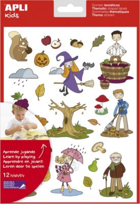 APLI Kids Herbstmotive Sticker wiederverwendbar 12 Blätter