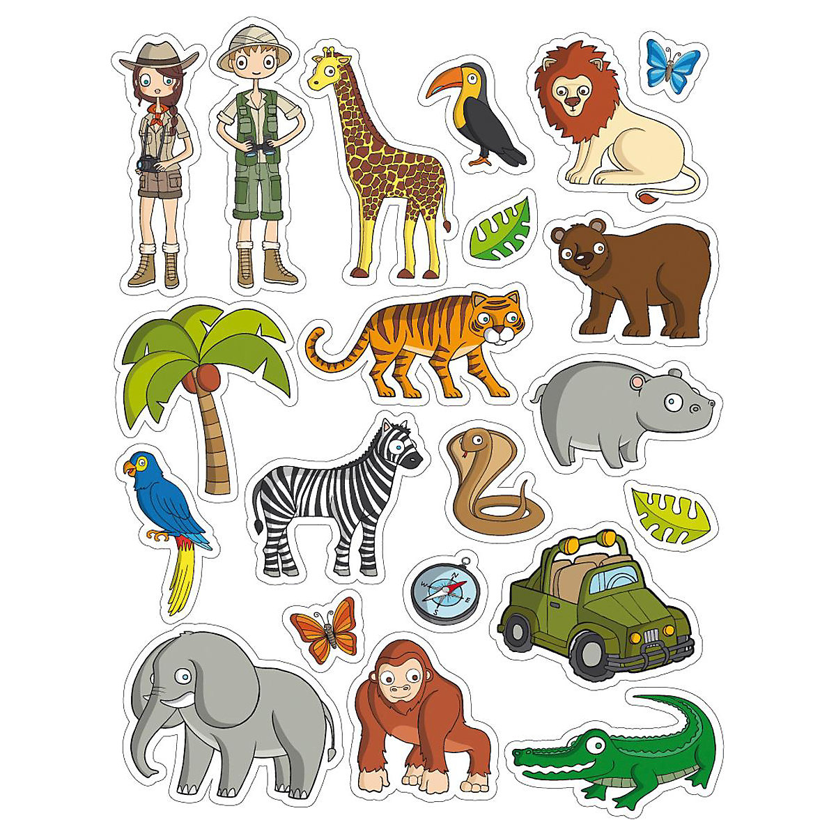 APLI Kids Dschungeltiere Sticker wiederverwendbar 12 Blätter