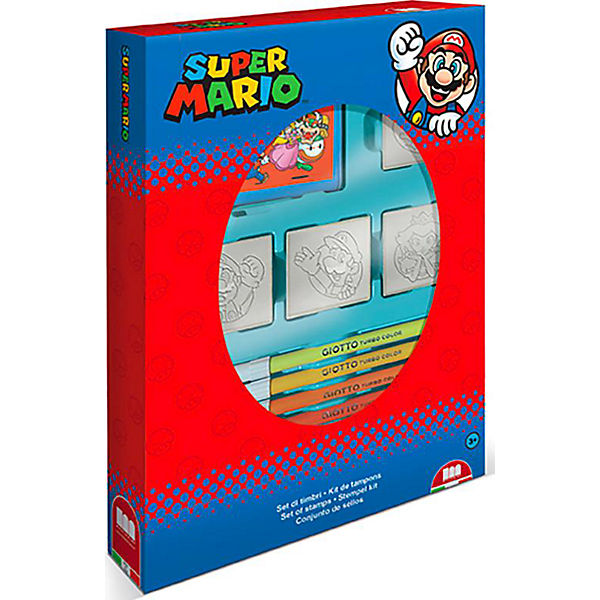 4er Stempel Set Super Mario mit bunten Stiften