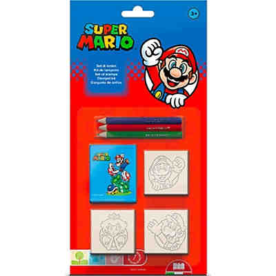 3er Stempel Set Super Mario mit bunten Stiften
