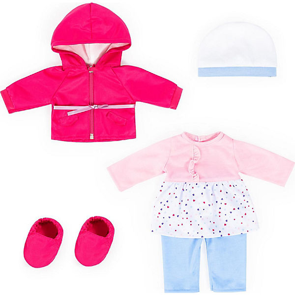 Puppenkleidung 38-42 cm, Outfit mit Jacke rosa/blau