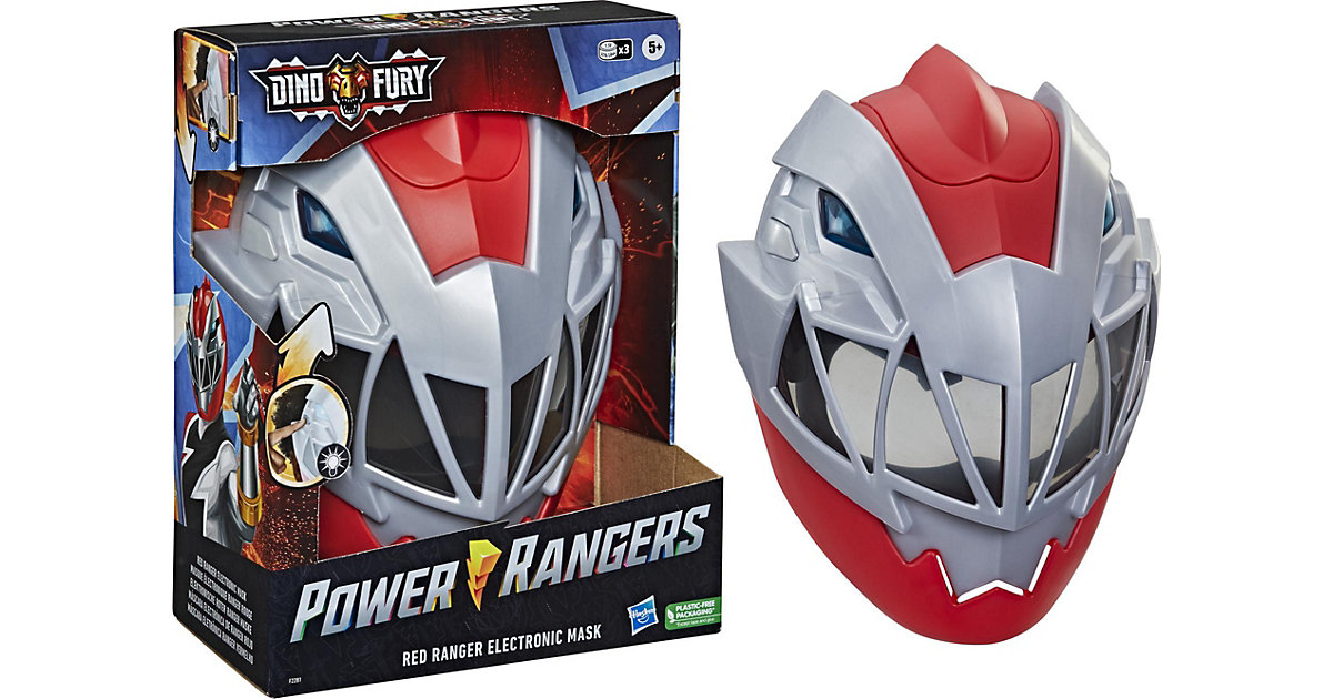 Spielzeug/Kostüme: Hasbro Power Rangers Dino Fury Roter Ranger elektronische Maske Jungen Kinder