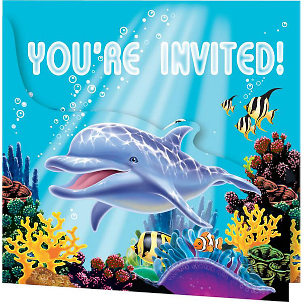 Einladungskarten Ocean Party, 8 Stück inkl. Kuvert