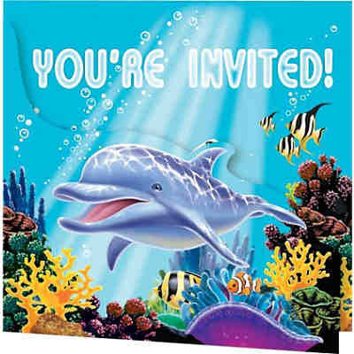 Einladungskarten Ocean Party, 8 Stück inkl. Kuvert