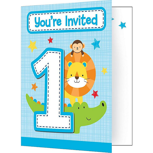 Einladungskarten Mein 1. Geburtstag Junge, 8 Stück inkl. Kuvert